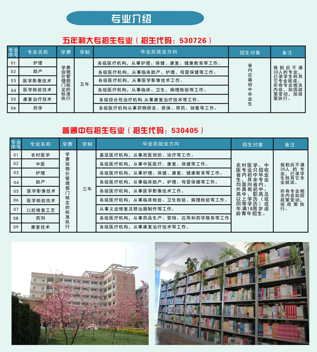 2017年昆明卫生职业学院五年制,中专层次招生简章