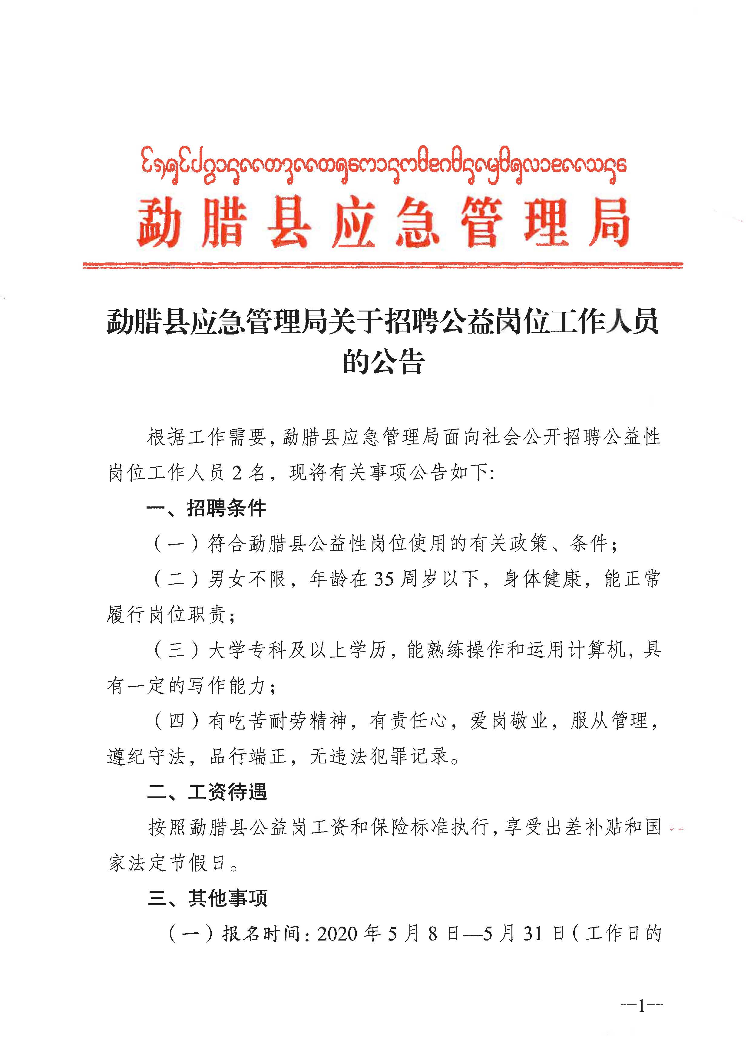 勐腊招聘_2019年西双版纳州勐腊县水务局招聘公告(2)